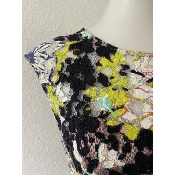 French Connection Dress Floral Lace Sheath Cap Sleeve Multicolor - Picture 3 of 11